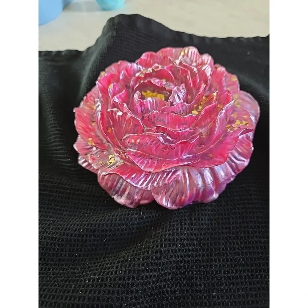 Resin 6 Inch Pink Gold Peony‎ Flower Decoration Gift. 583